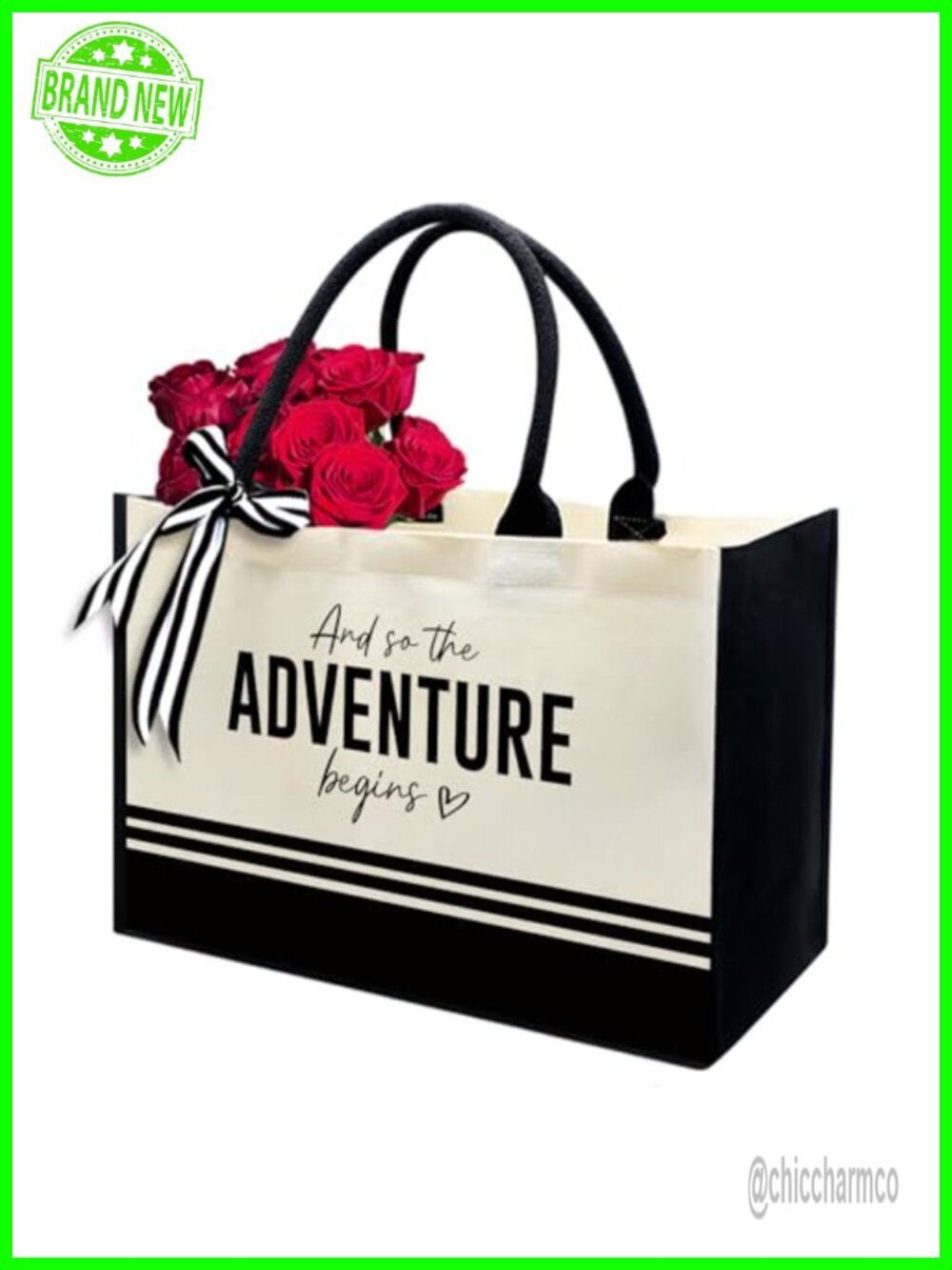 Personalized Initial Canvas Tote Bag Cotton Monogrammed Beach Bag Gift for Women